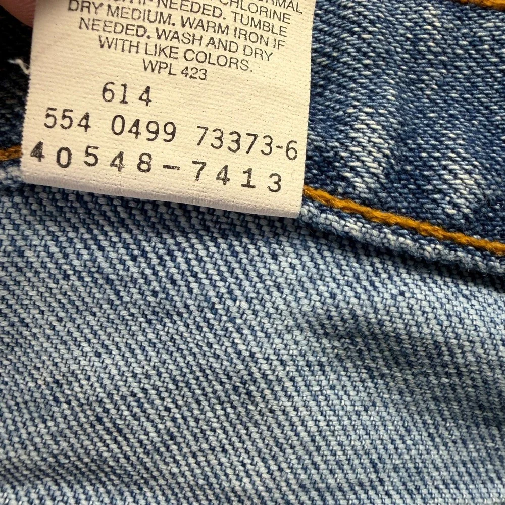 VTG Levi's 540 Flex Brown Tab Jeans Mens 38x29 Blue Denim Straight Workwear USA